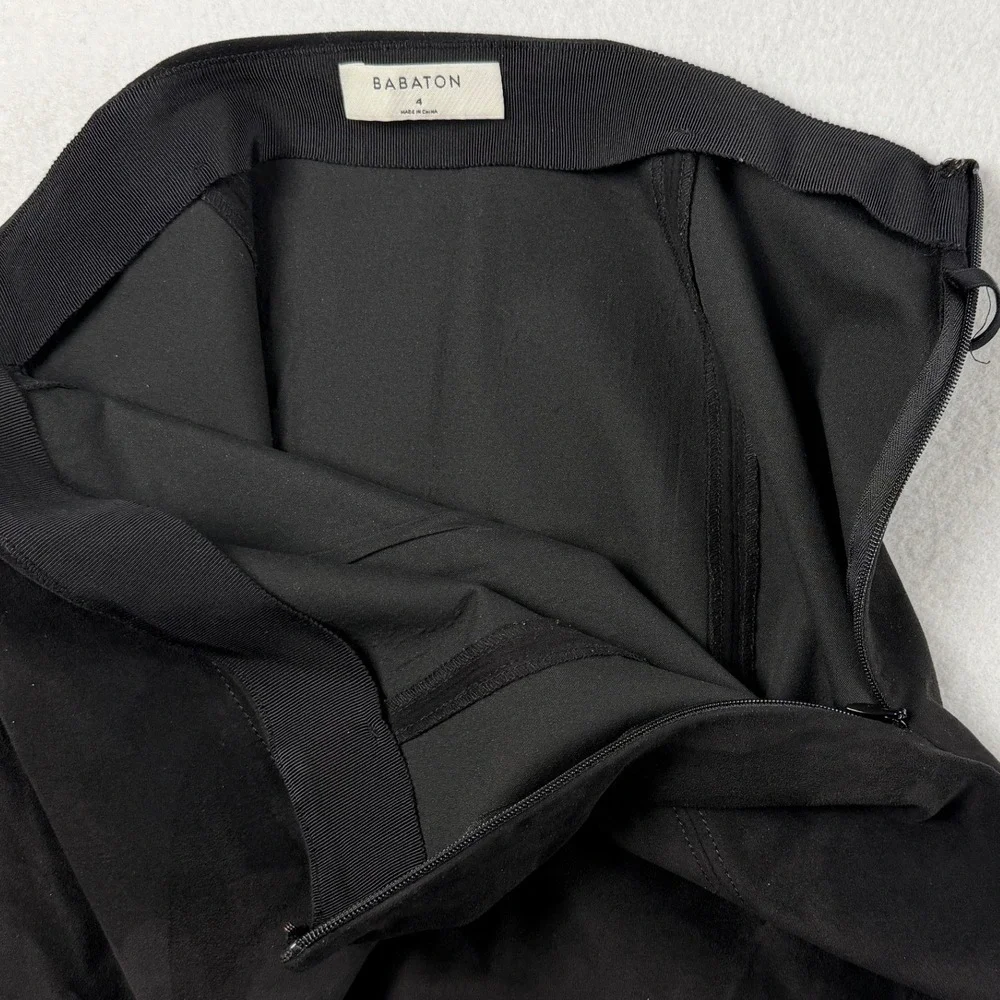 Babaton Women's Hopper Faux Suede Mini Skirt Black Sz 4
